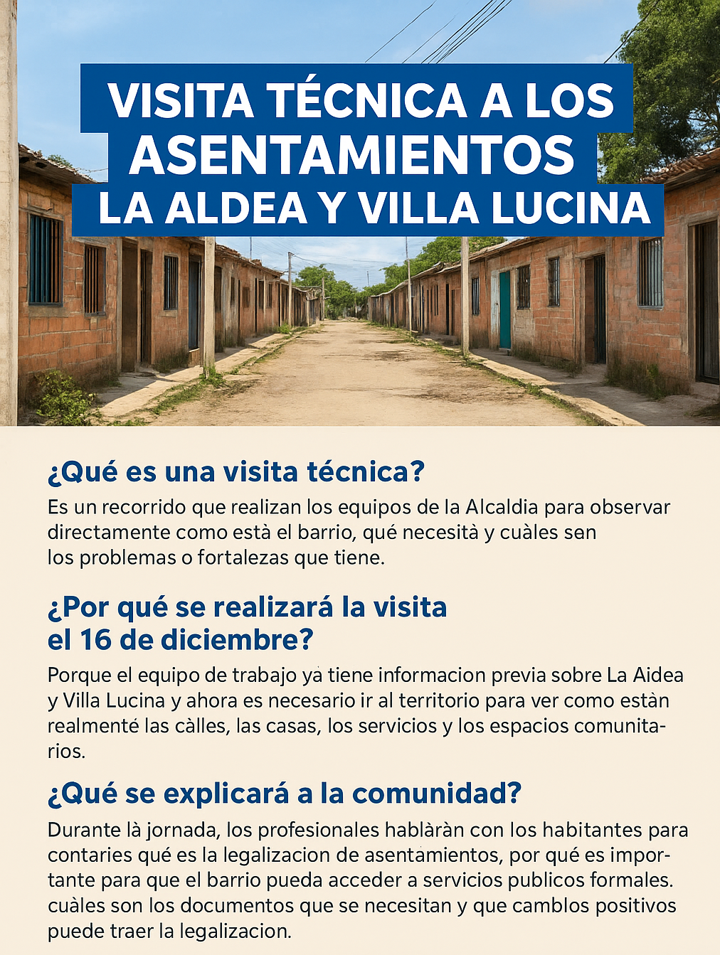 Socialización de legalización barrio la Aldea y Villa Luciana